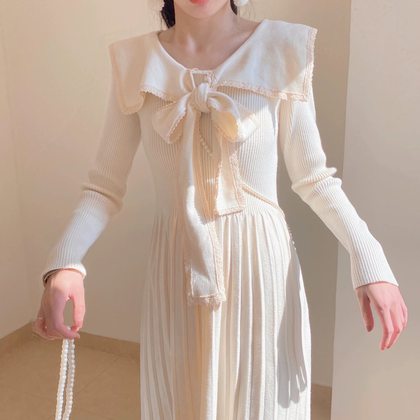 【Dress】新入荷~リボンニットワンピース W9713