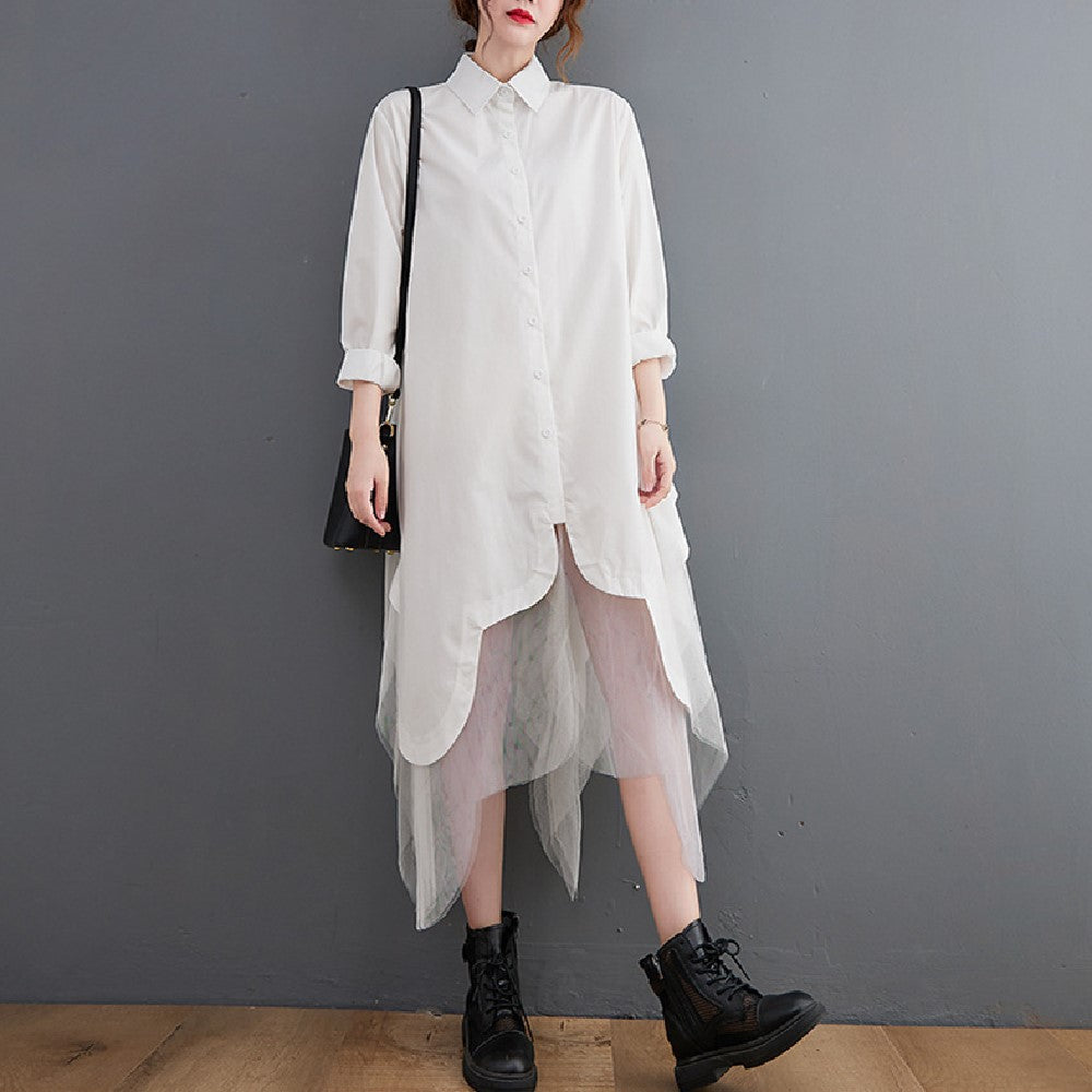 【Dress】体型カバーシャツワンピース Z7695