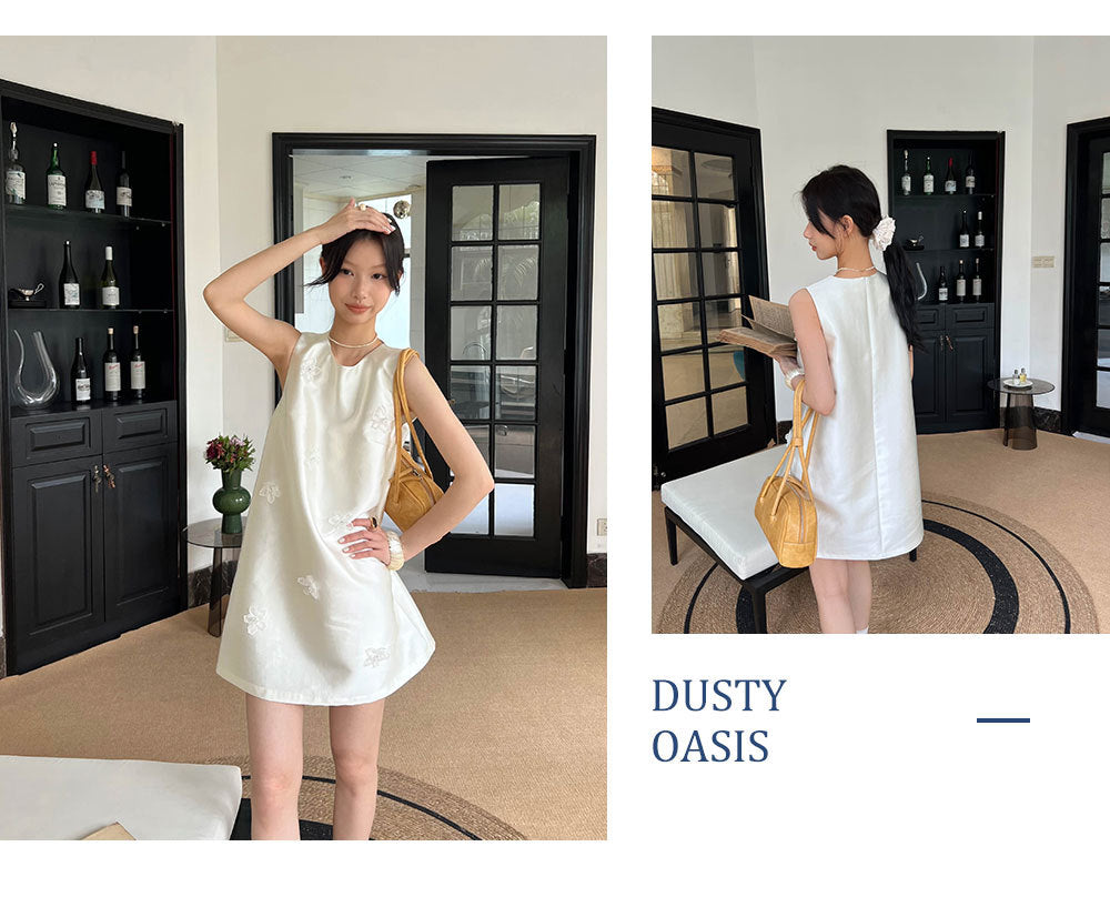 【Dress】ノースリーブフラワーワンピース W11854