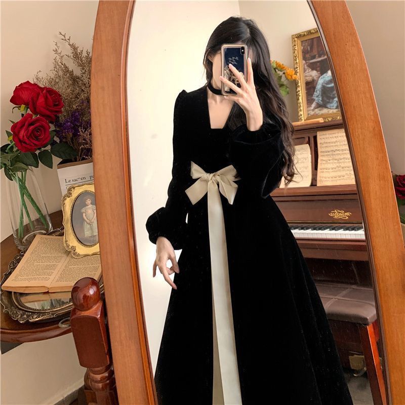 【Dress】着痩せベルベットワンピース Z8025