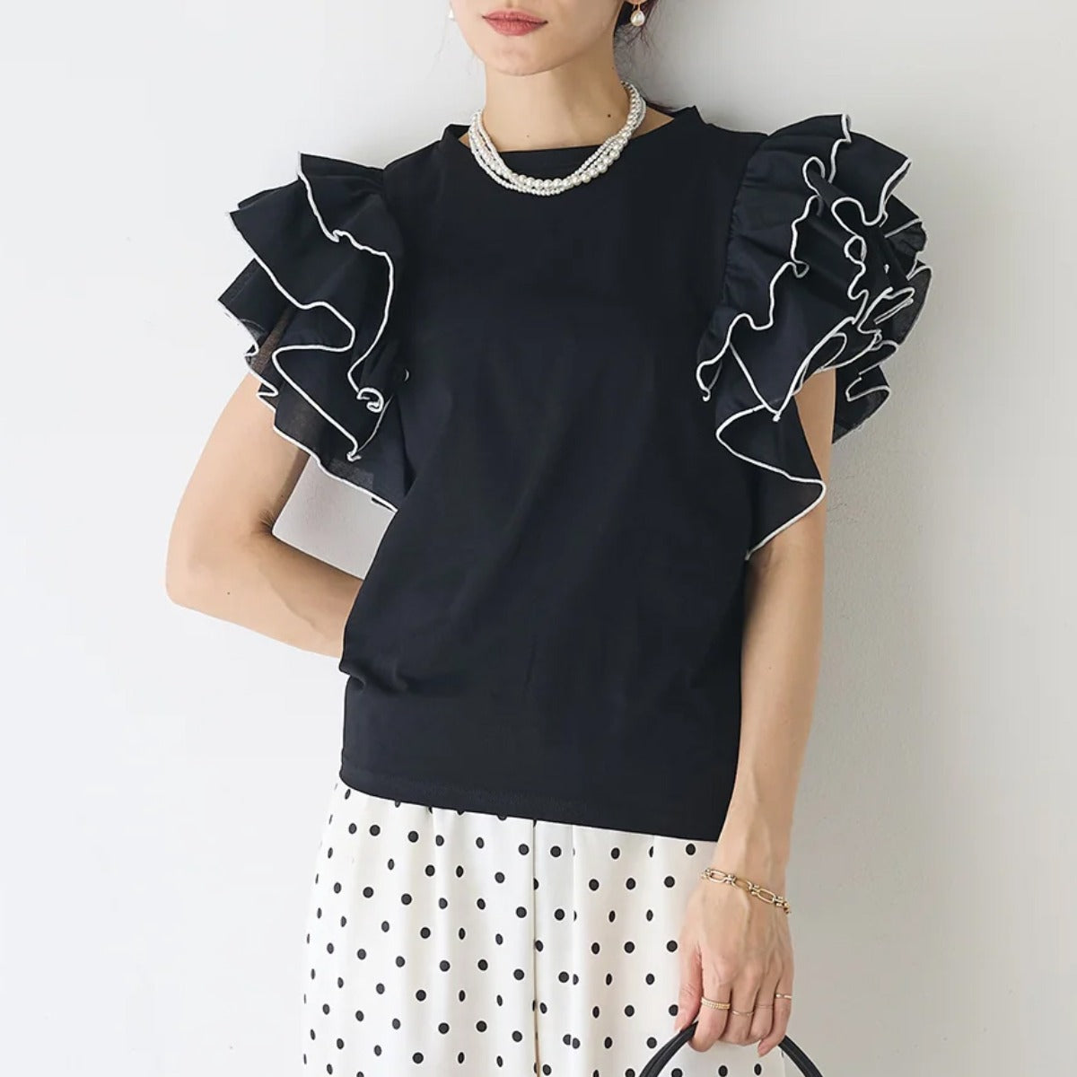 【Tops】フリルブラウスTシャツ T01673