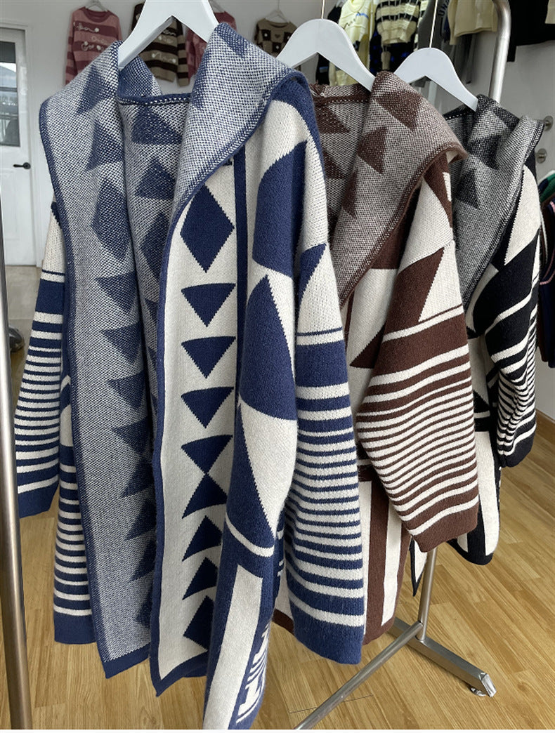 【Outer】春秋フード付きカーディガン W13726