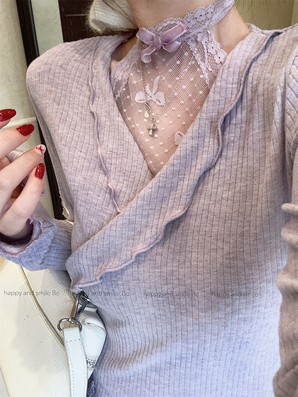 【Set】レーストップス+スカート2点セット T01372