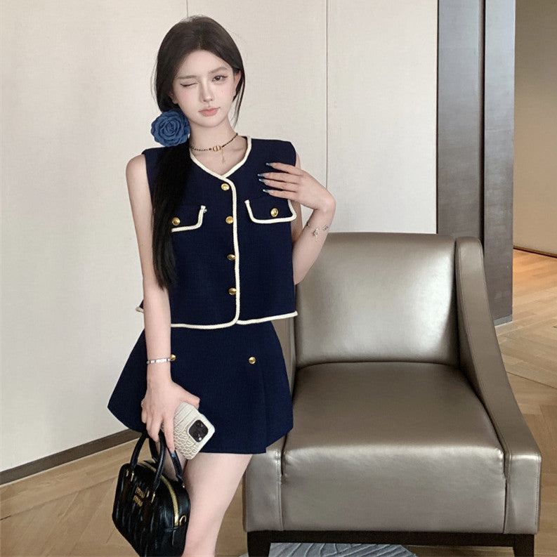 【Set】セットアップ ベスト+ スカート W12033