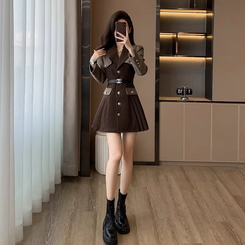 【Dress】ベルト付きスーツワンピース Z8365