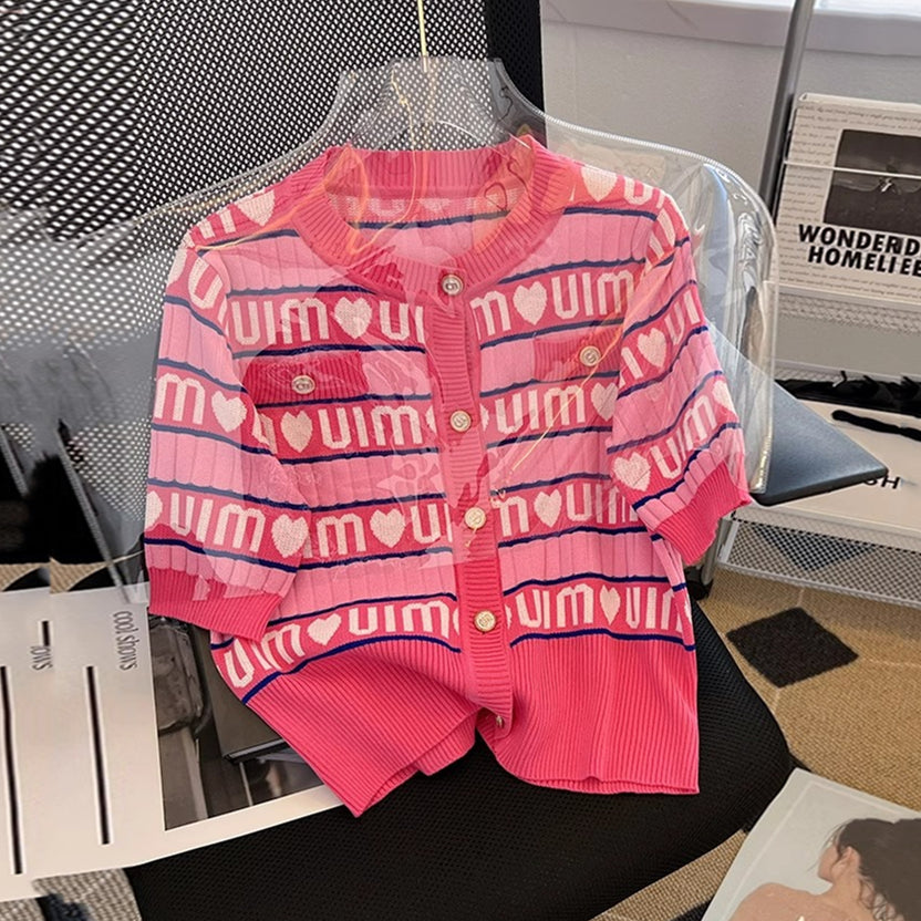 【Outer】2色展開半袖ニット W13275