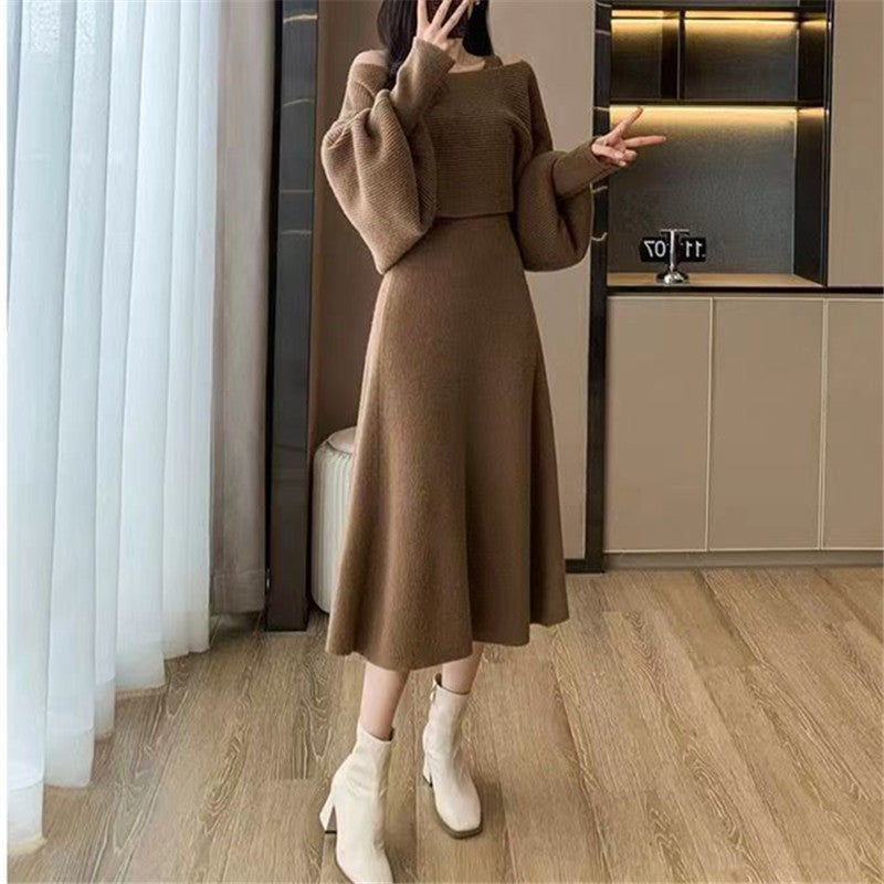 【Set】新入荷~ニット2点セット セーター + ノースリーブワンピ Z-6300