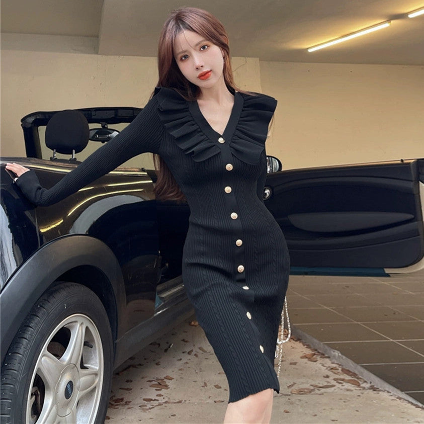 【Dress】新入荷~フリルニットワンピース W9687