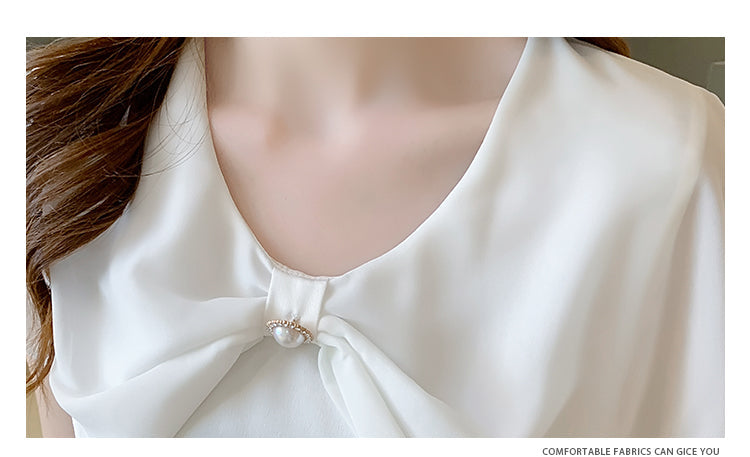 【Tops】新入荷~レディース定番Vネックエレガント半袖シャツブラウス W-5086