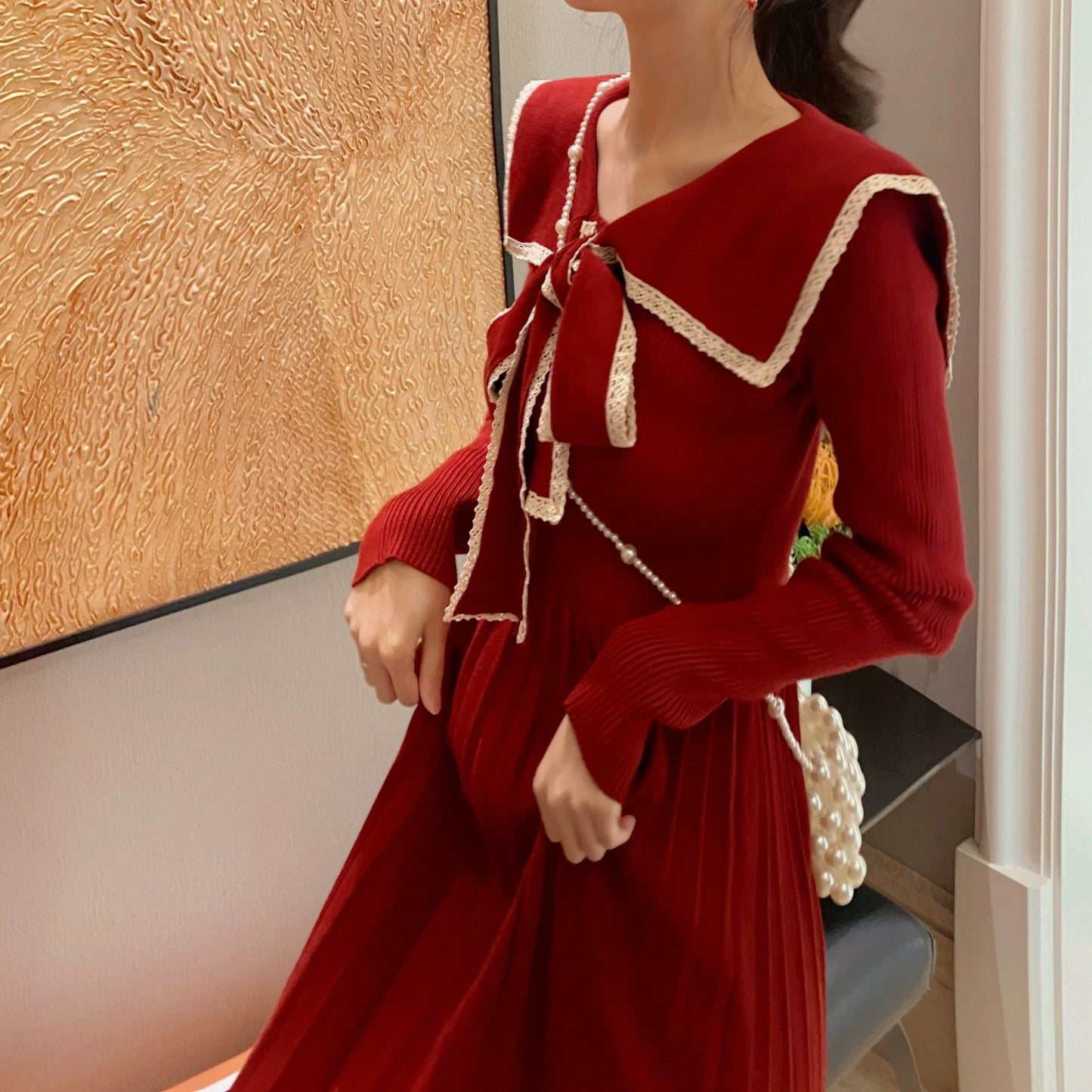 【Dress】新入荷~リボンニットワンピース W9713