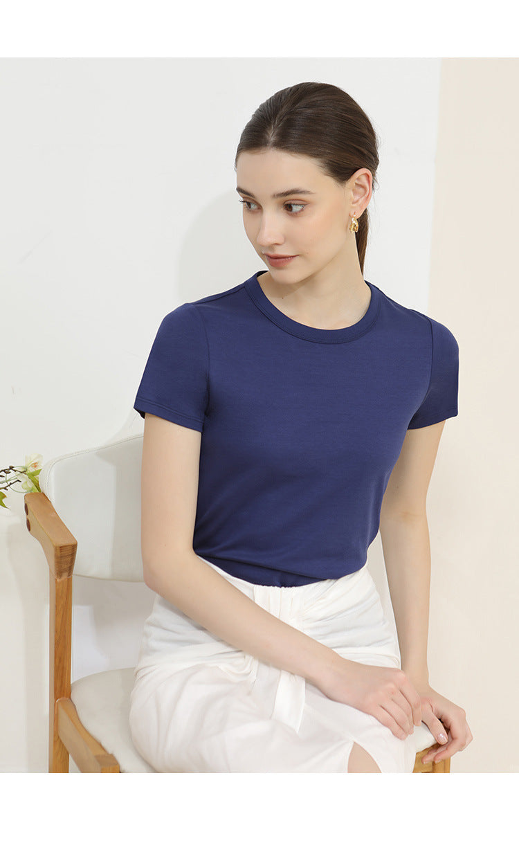 【Tops】無地ラウンドネックTシャツ T01656