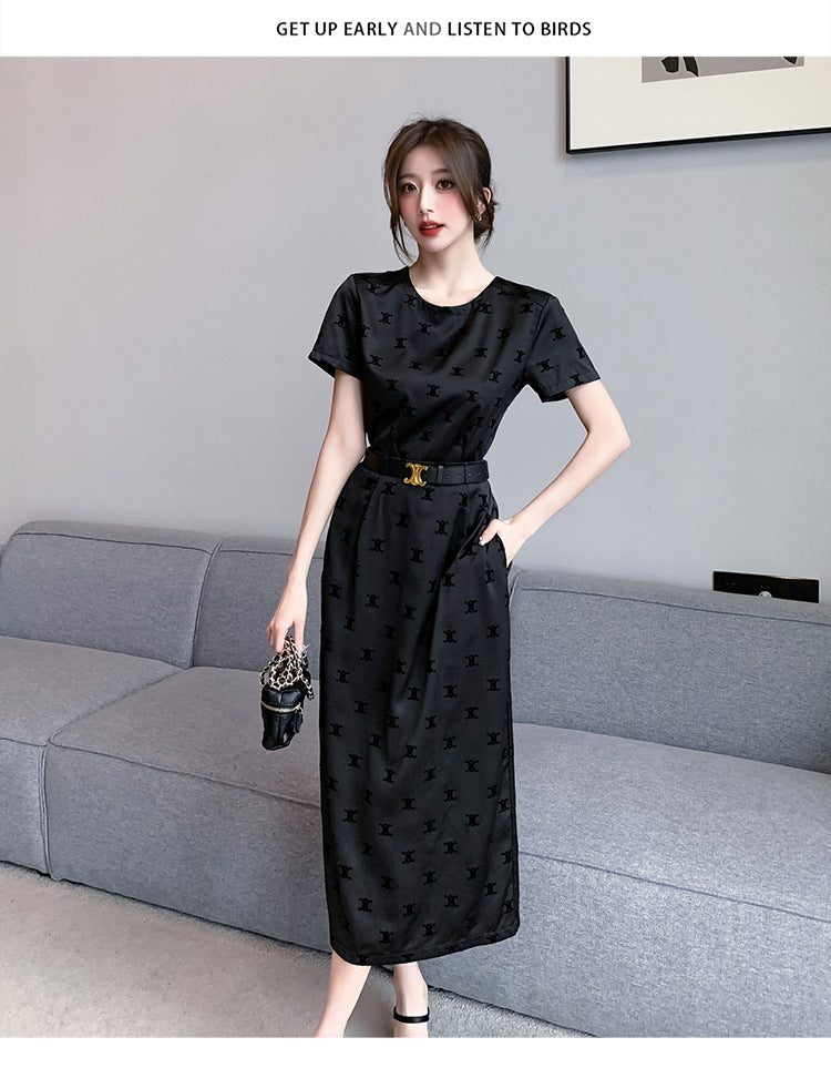 【Set】Tシャツ+スカート2点セットベルト付き W10960