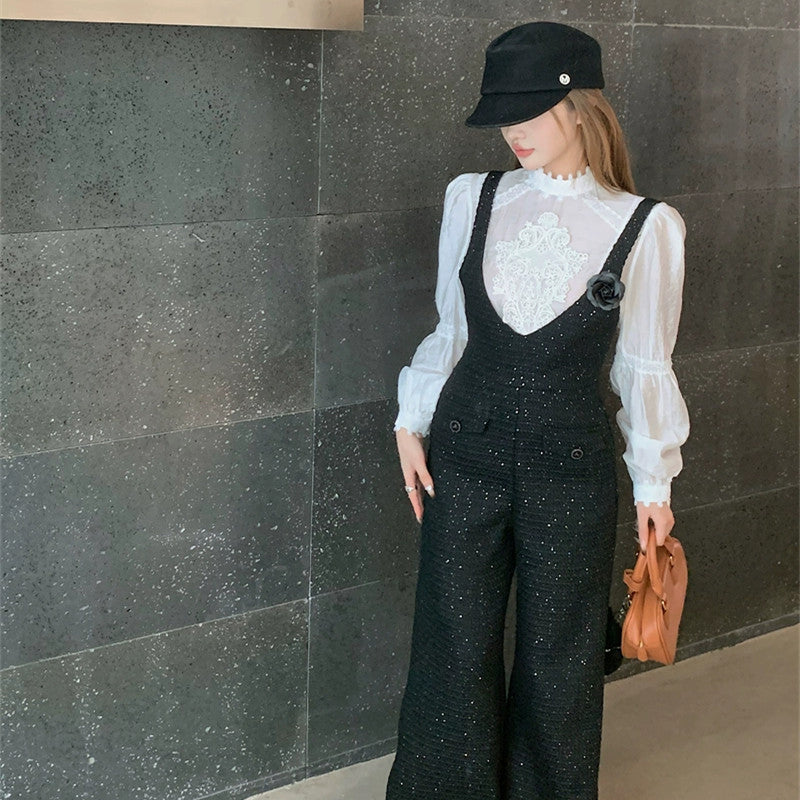 【Set】2点セット ブラウス + サロペット W11310