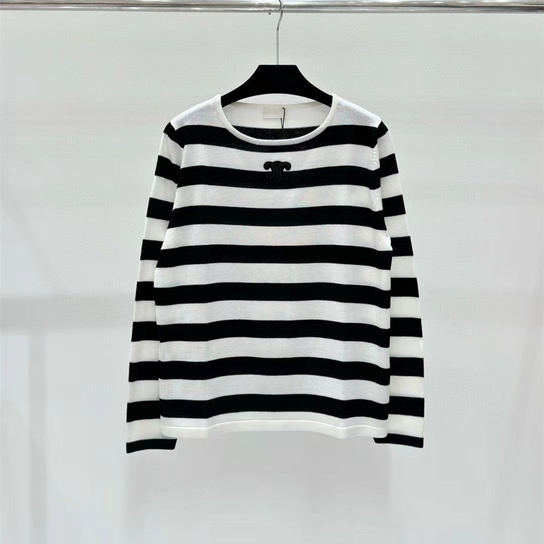 【Tops】ボーダー柄ニット W13444