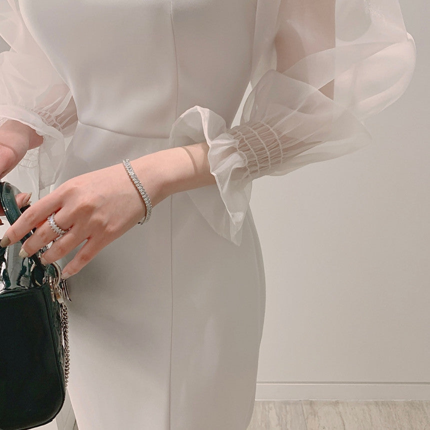 【Dress】透け感マーメイドワンピース Z7757