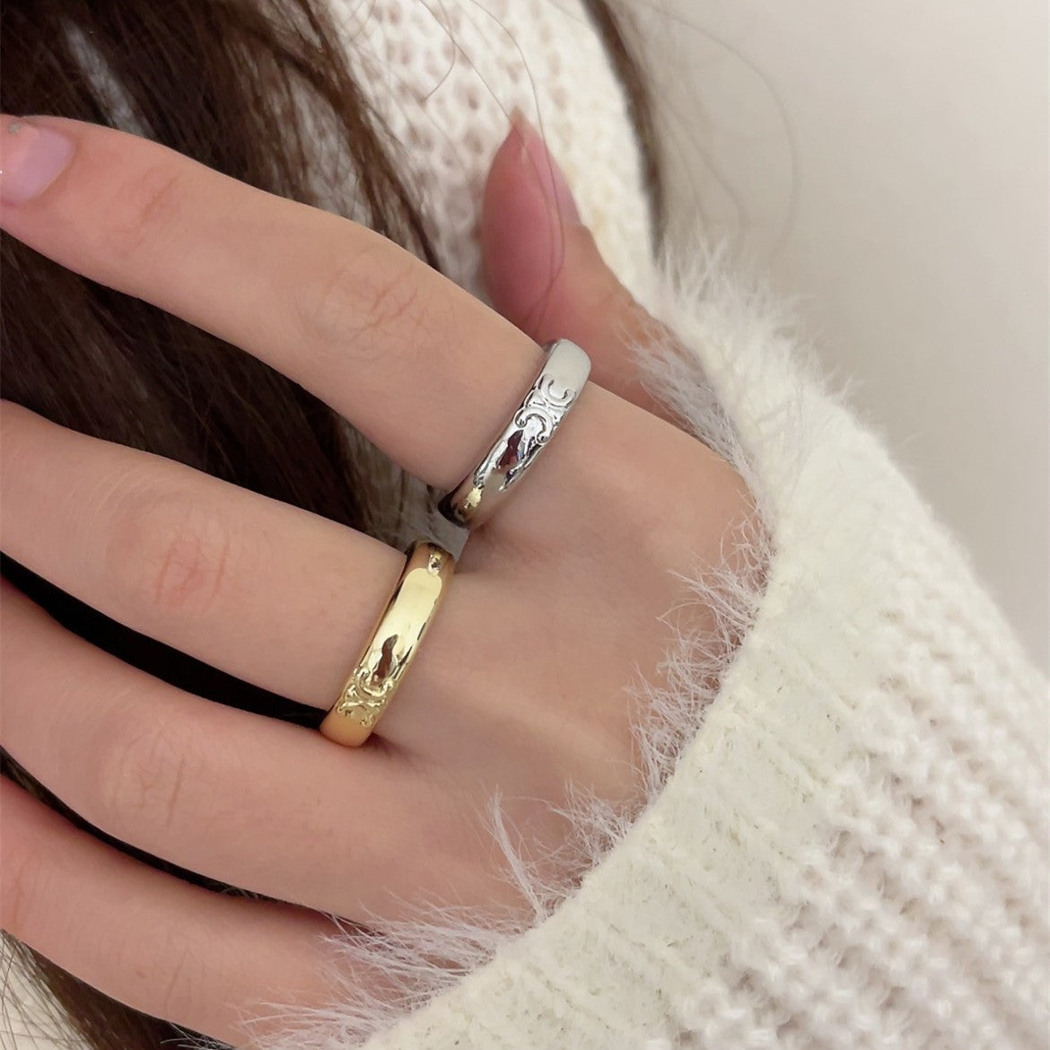【雑貨】シンプル指輪2枚セット Z8325