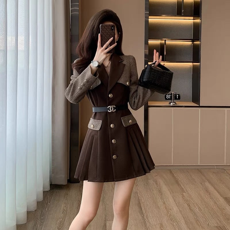 【Dress】ベルト付きスーツワンピース Z8365
