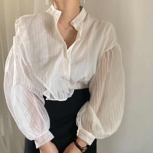 【Tops】パフースリーブシャツ Z7392