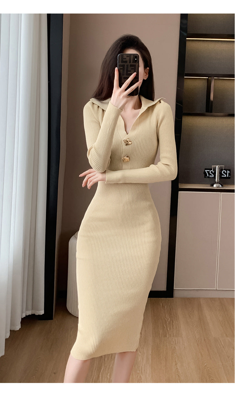 【Dress】POLOネックワンピース W10177