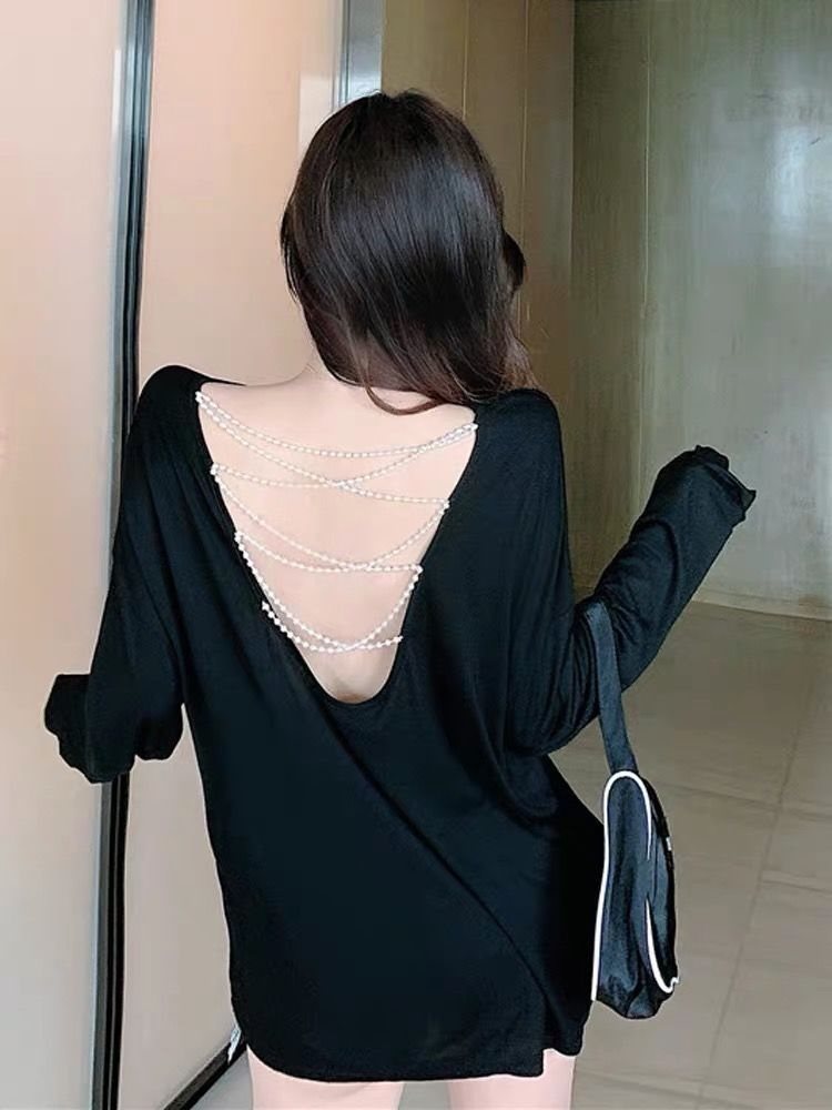 【Tops】夏バック透かし彫りTシャツ W11729