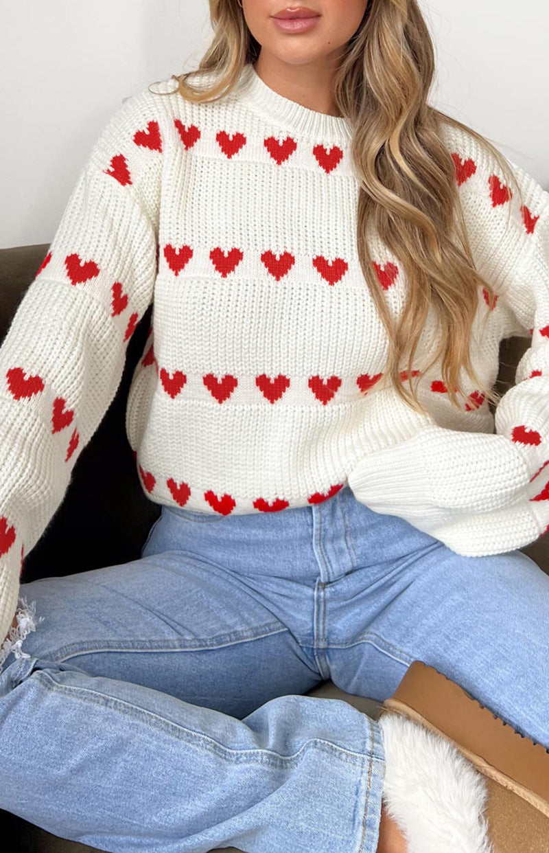 【Tops】2色展開ハート♡セーター W13563
