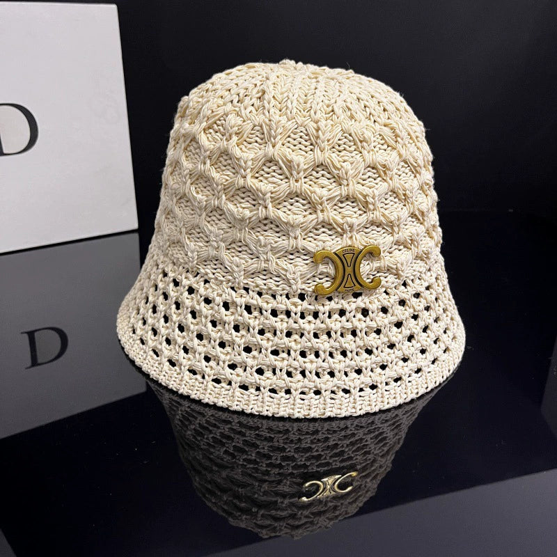 【雑貨】春夏リバーシブルのかぎ針編みバケットハット T01485