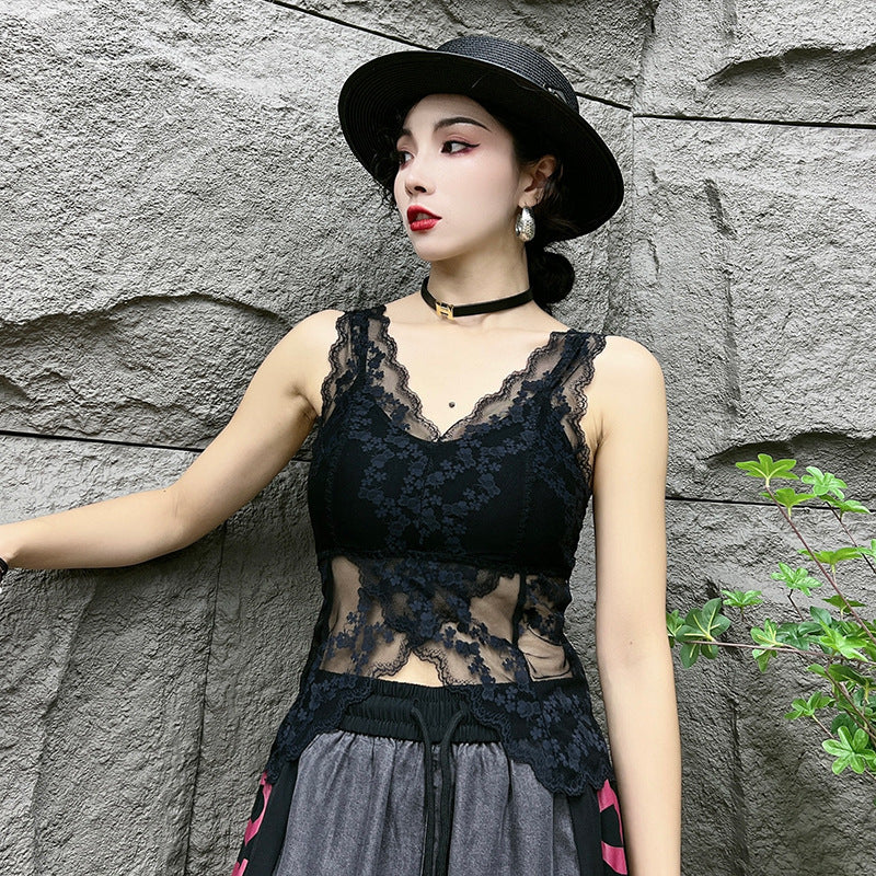 【Tops】ベアトップ付きレースタンクトップ W11533