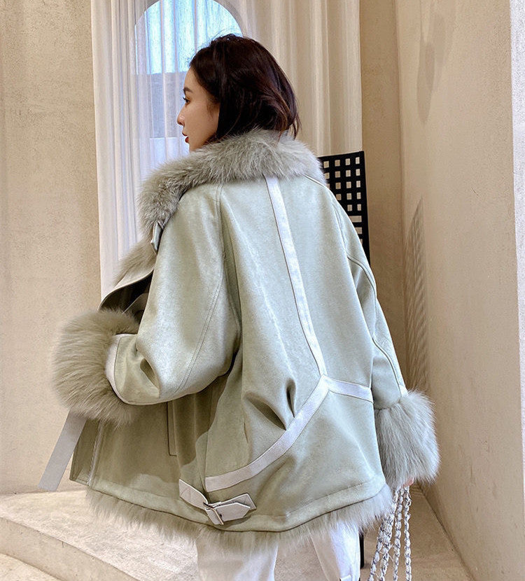 【Outer】3色ファーブルゾンコート W10339