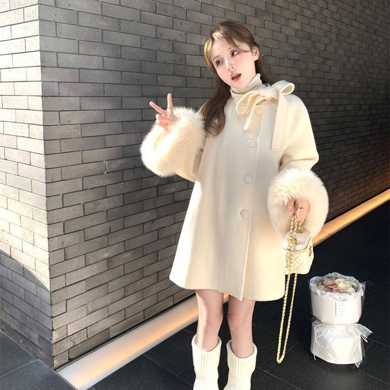 【Outer】ファー可愛いトレンチコート W14244