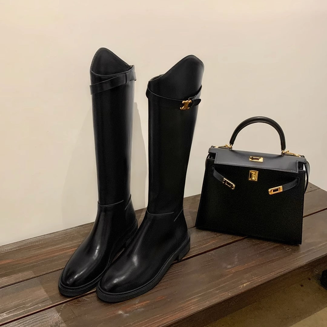 【Shoes】春秋シンプルロングブーツ W14681