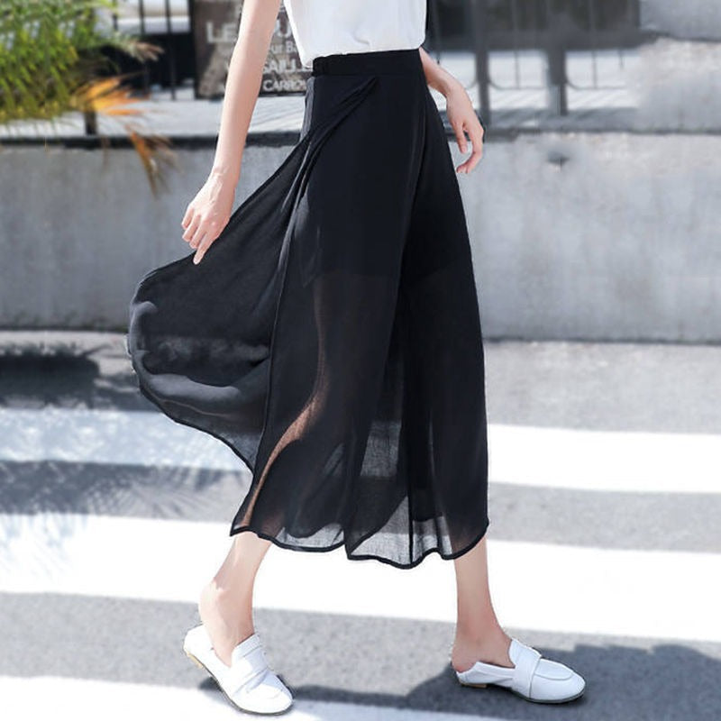 【Bottoms】3色展開シフォンワイドパンツ W11523