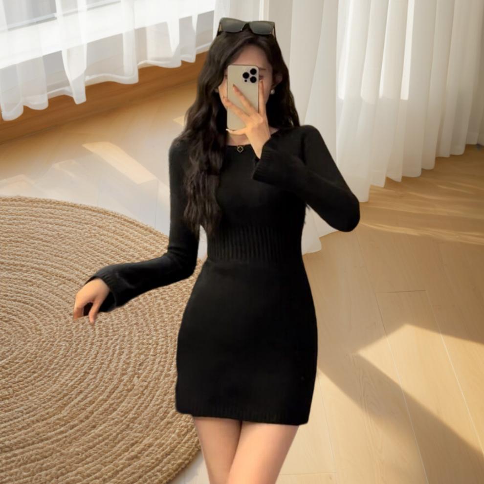 【Dress】ウエスト透かし彫りタイトワンピース W14575