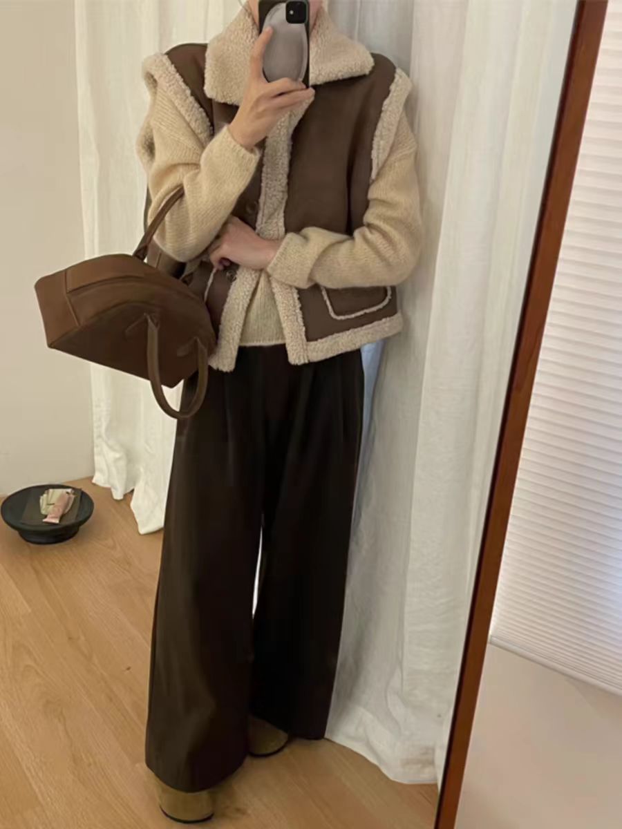 【Outer】ゆったり秋冬ラムウールベスト W14751