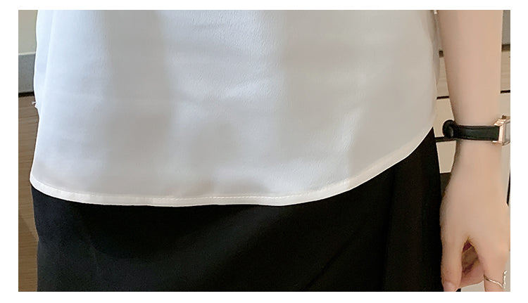 【Tops】新入荷~レディース定番Vネックエレガント半袖シャツブラウス W-5086