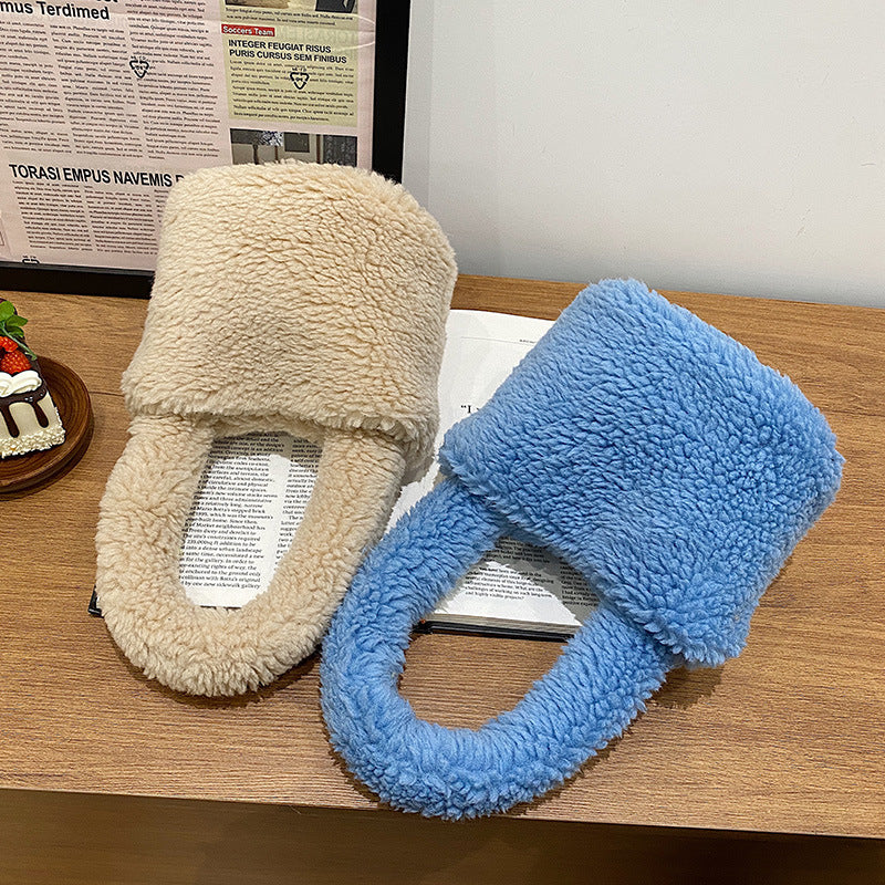 【雑貨】4色選択可ラムウールバッグ W13874