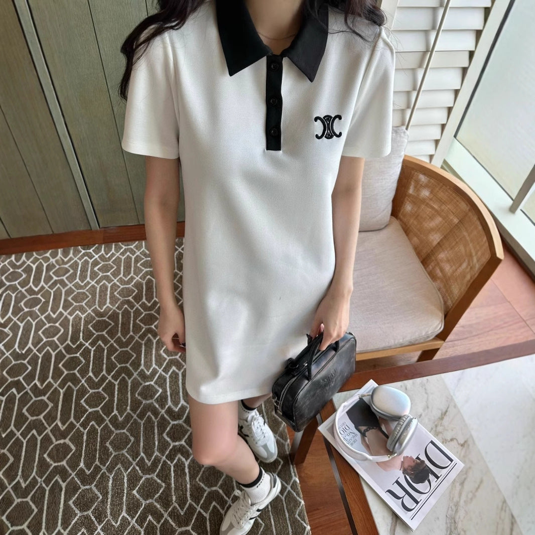 【Dress】新入荷~POLOネック半袖ワンピース T01579