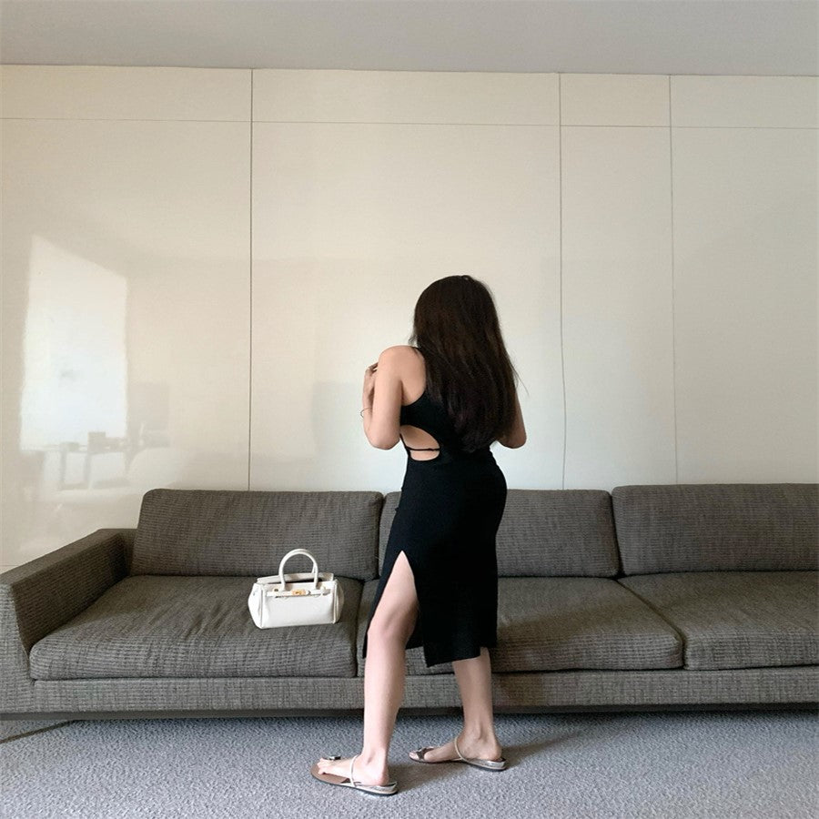 【Dress】人気ウエスト透かし彫りAラインロング丈キャミワンピ Z-5476