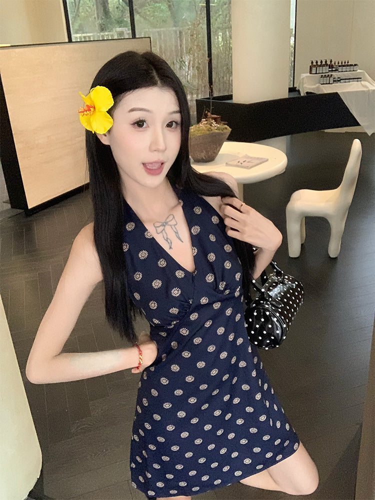 【Dress】花柄ホルターネックドレス T01381