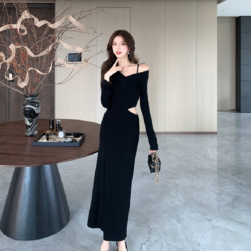 【Dress】ウエスト透かし彫りワンピース Z8295