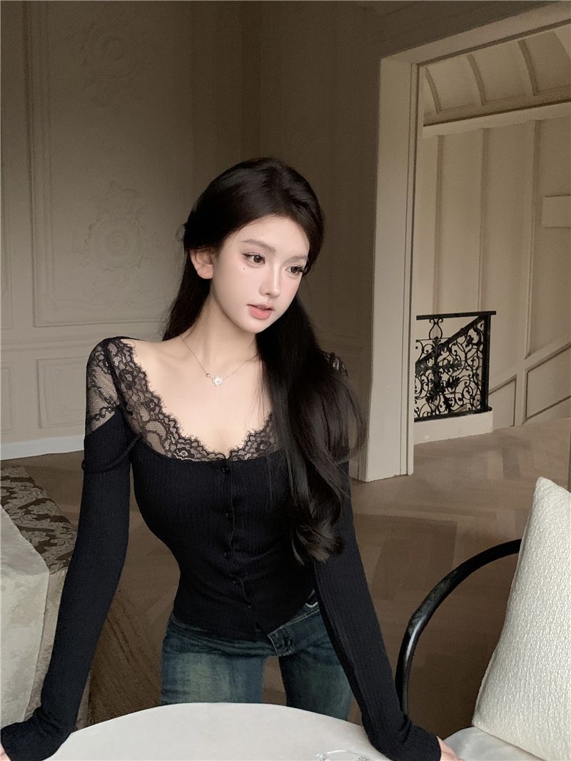 【Outer】レース切替カーディガン Z8159