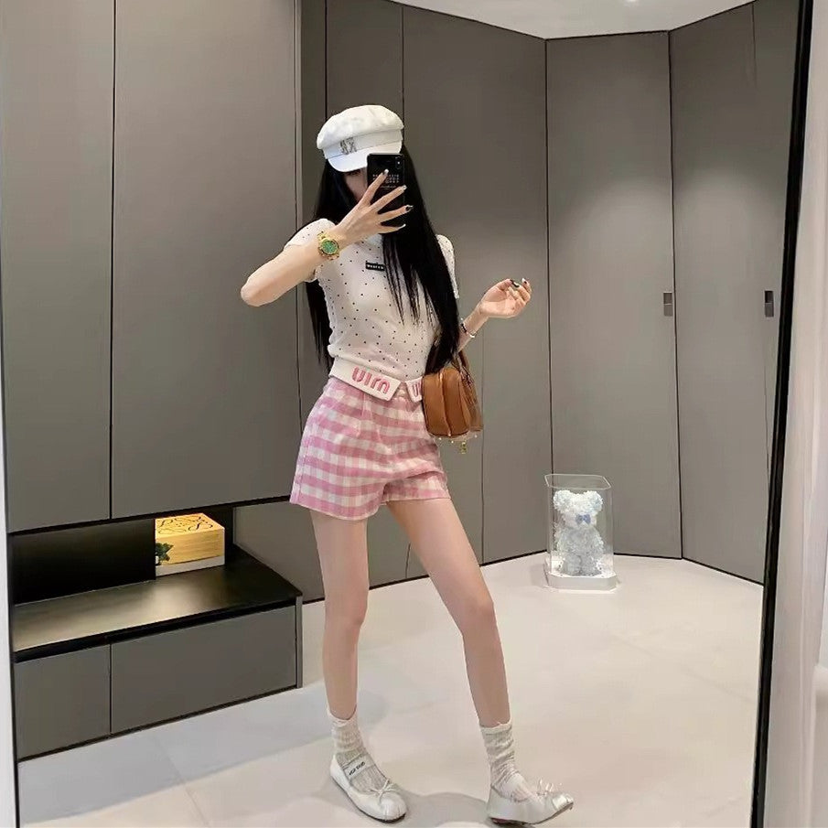 【Bottoms】チェック柄ショートパンツ W12554