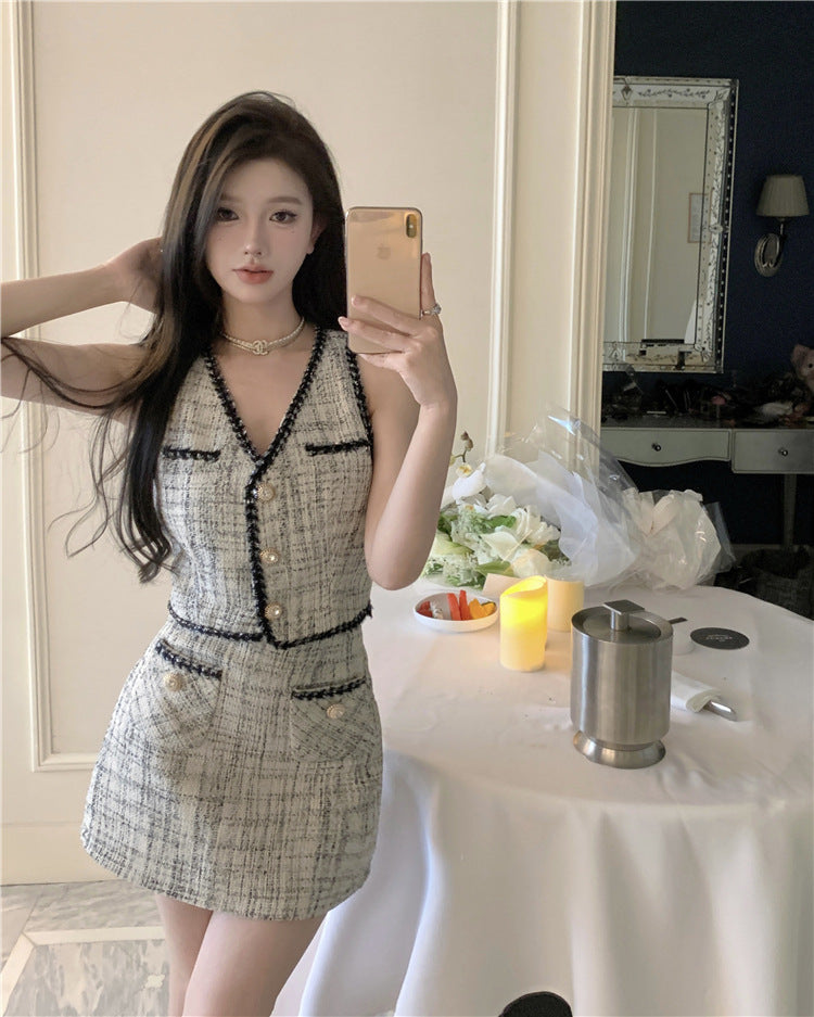 【Set】送料無料!ベスト+スカート2点セット T01376