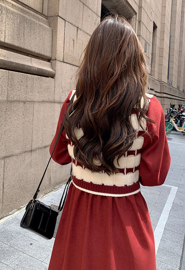 【Dress】ニット切替ワンピース Z8293