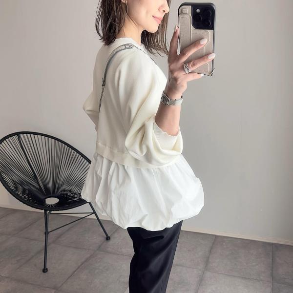 【Outer】フェミニン無地チュール切替カーディガン Z-6665