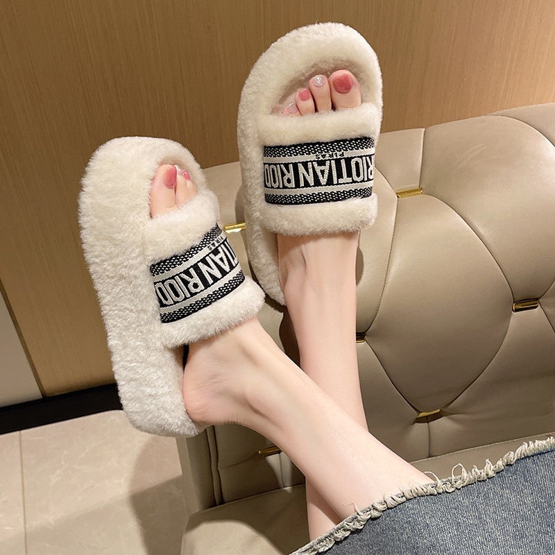 【Shoes】5㎝厚底ファースリッパ W13372