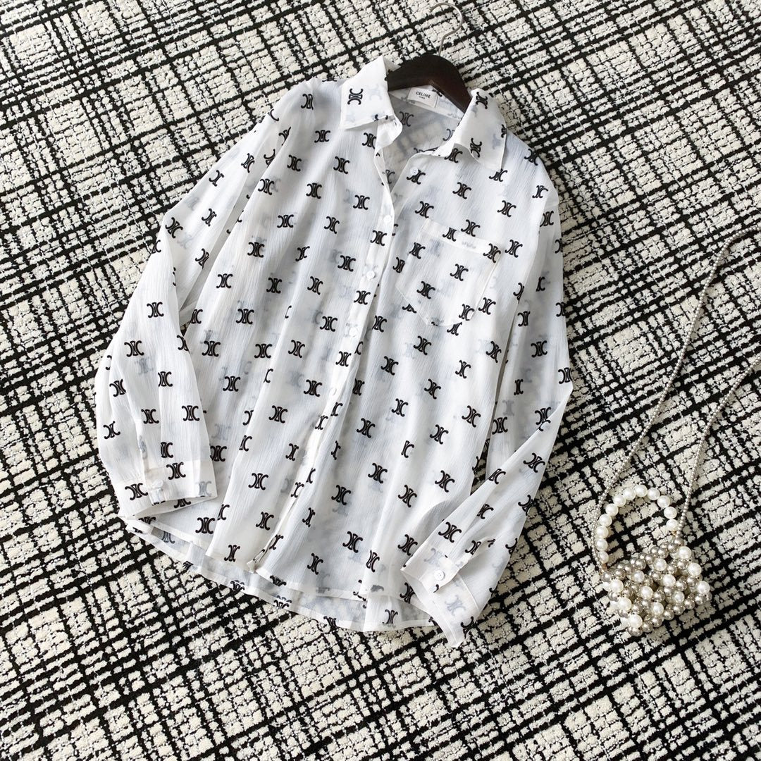 【Tops】プリントシアーシャツ W10195