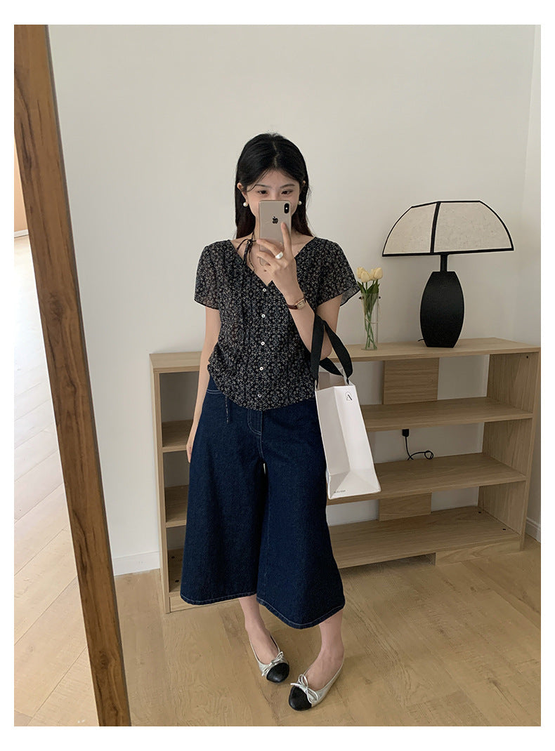 【Tops】エレガント花柄シャツ T01403