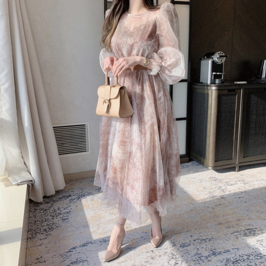 【Dress】フェミニン春秋チュールワンピース Z7335
