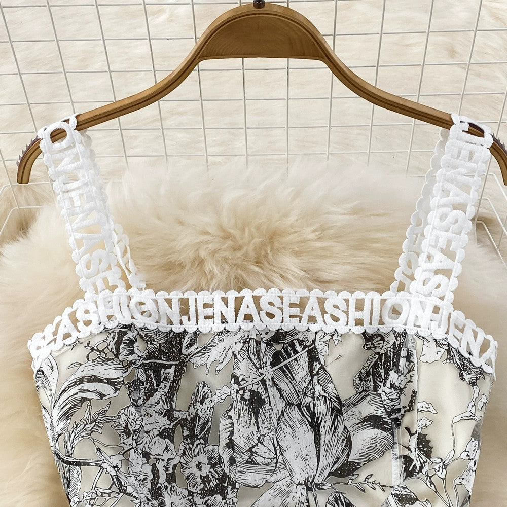 【Dress】超人気商品~レディースプリントAラインキャミソールワンピース W-6503
