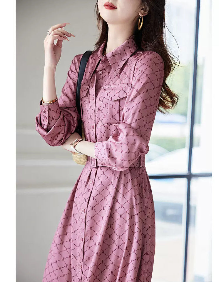 【Dress】プリントシャツワンピース W9320